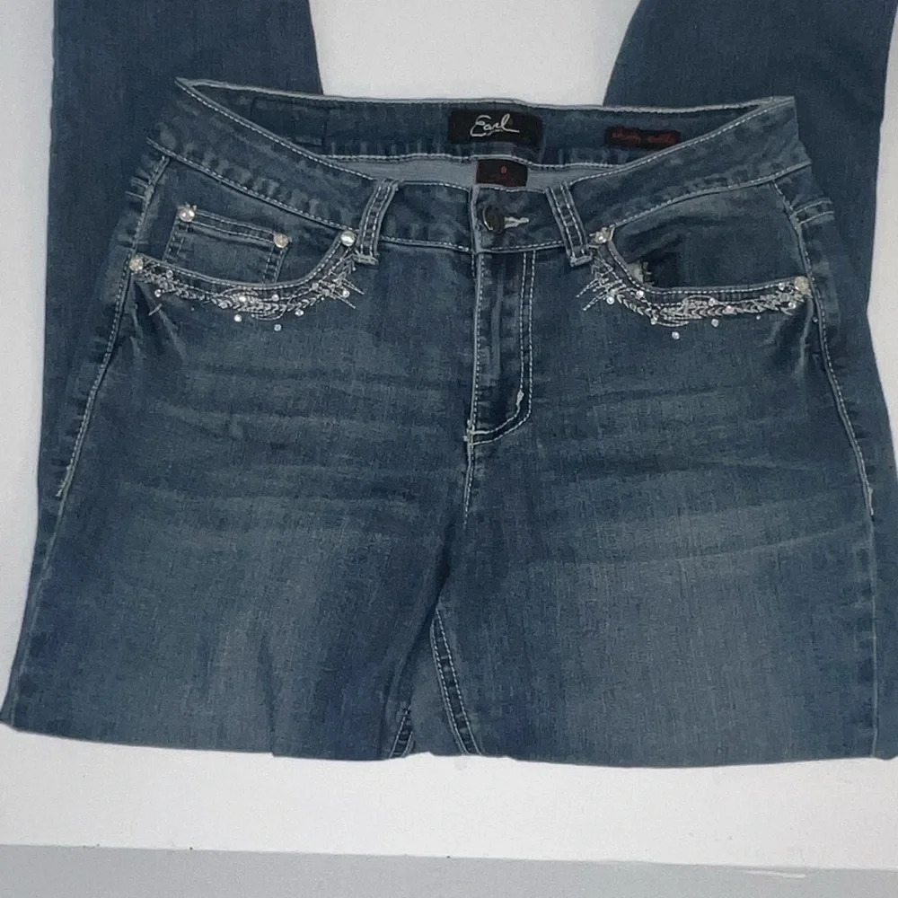 Earl Jeans, 8 mid rise skinny ankle. Embellished jeweled studs pockets - Picture 6 of 10